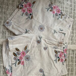 Dylan Floral Embroidered Linen Shorts